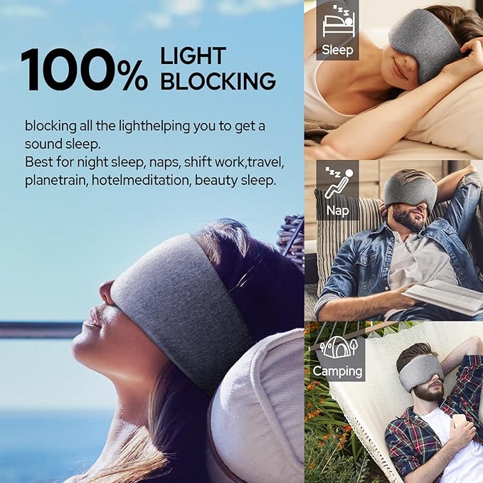 Cotton Sleep Eye Mask for Men Women, 100% Blocking Light Sleeping Mask for Side - Image 6
