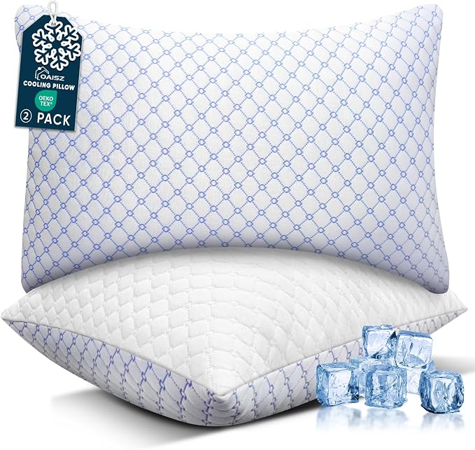 OAISZ Cooling Pillow Standard Size 2 Pack, Shredded Memory Foam Bed Pillows by OAISZ