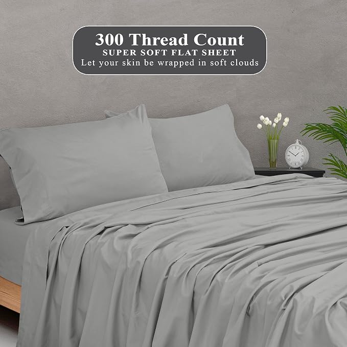 Royale Linens 300 Thread Count 100% Long Staple Combed Cotton Flat Sheet - Image 5