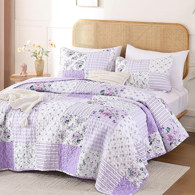 YIKUSH Quilt Sets Twin Size Floral Quilt Set 2 Pieces Bedding Set Bedspreads - Image 4