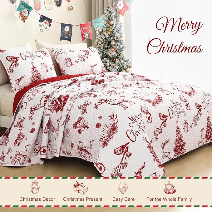 Exclusivo Mezcla Reversible Christmas Quilts Twin Size - Image 2