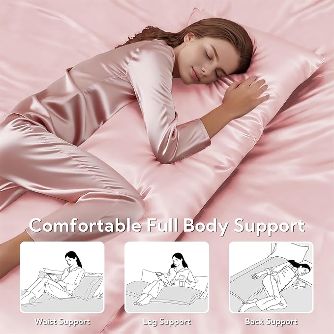 MR&HM Satin Body Pillow Cover, Soft and Breathable Body Pillow Case - Image 5