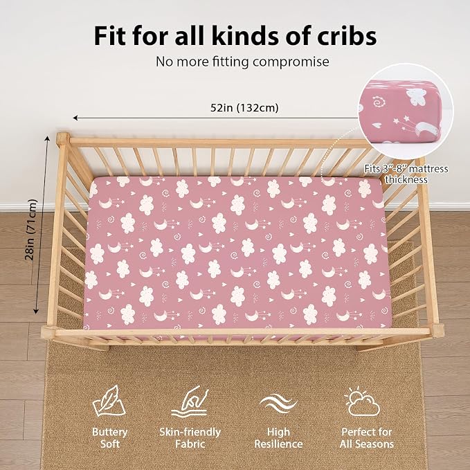 Baby Crib Sheets Girl, 3 Pack Toddler Bed Sheets Fit - Image 3