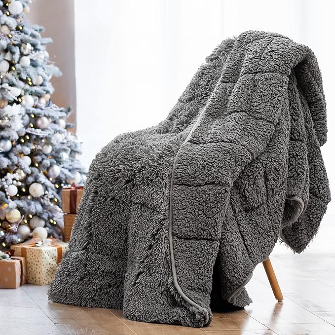 Wemore Shaggy Long Fur Faux Fur Weighted Blanket, Cozy and Fluffy Plush Sherpa by WemoreDirect