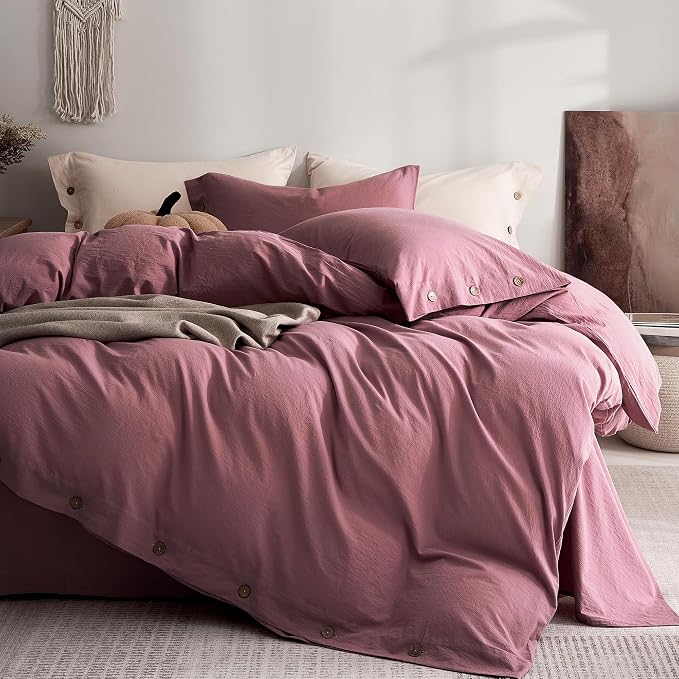 JELLYMONI 100% Washed Cotton Duvet Cover Full – Soft, Breathable Linen-Look by JELLYMONI