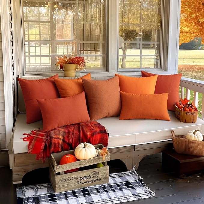 MIULEE Pack of 2 Decorative Outdoor Solid Waterproof Throw Pillow Covers Faux - Image 5
