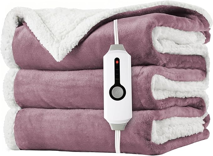 LaffyLo Heated Throw Blanket 50 x 60, Fast Heating Electric Blanket, Dual-Sided by LAFFYLO