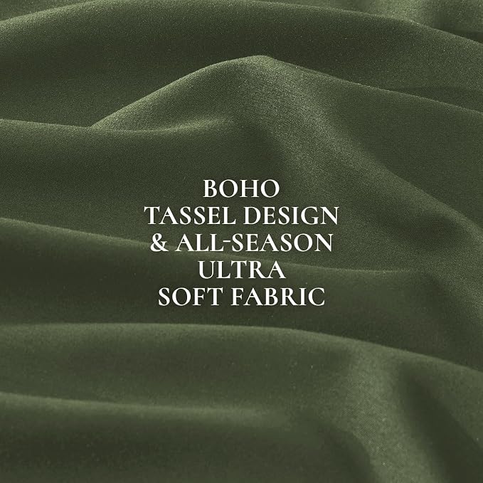 Andency Comforter Oversized King Olive Green 120x98, 3 Pieces Boho Winter - Image 9
