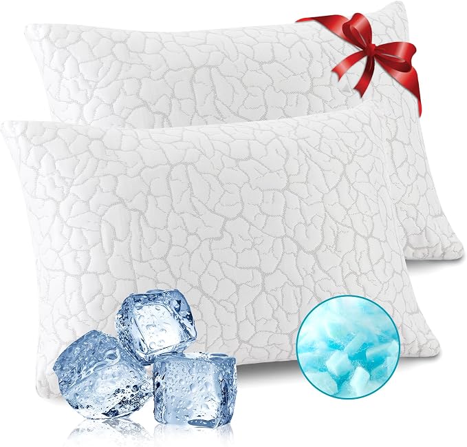 Cooling Pillows for Sleeping 2 Pack, Standard Size Adjustable Shredded Memory by WGAKCED