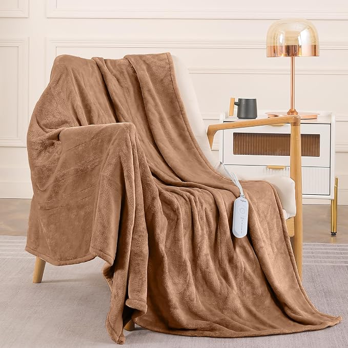 HOMLYNS LuxeHeat Heated Blanket Electric Blanket, Soft Flannel Sherpa Heated - Image 7