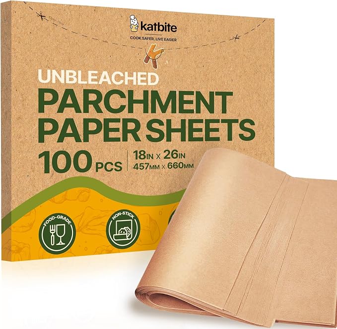 Katbite Parchment Paper Sheets Heavy Duty, 18x26 Inches 100 PCS Precut Baking by katbite