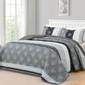 DJY Gray Quilt Set Queen Size Boho Striped Patchwork Bedspread Coverlet by HOME
