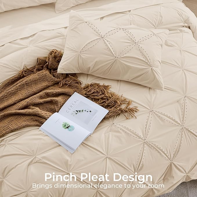 Sasttie Full Size Comforter Set, 7-Piece Bed in a Bag Double, Pintuck Bedding - Image 4