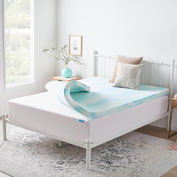 Linenspa 3 Inch Swirl Gel Memory Foam Mattress Topper, Twin Size – Cooling Gel by Linenspa