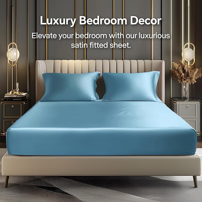 BEDELITE Satin Fitted Sheet and Pillowcases Set, Luxury Soft Similar to Silk - Image 2
