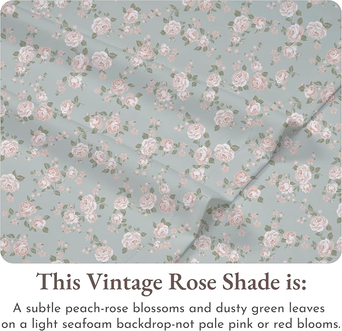 California Design Den Rose Sheet Set Twin XL, 100% Cotton 12" Pocket Twin XL - Image 4