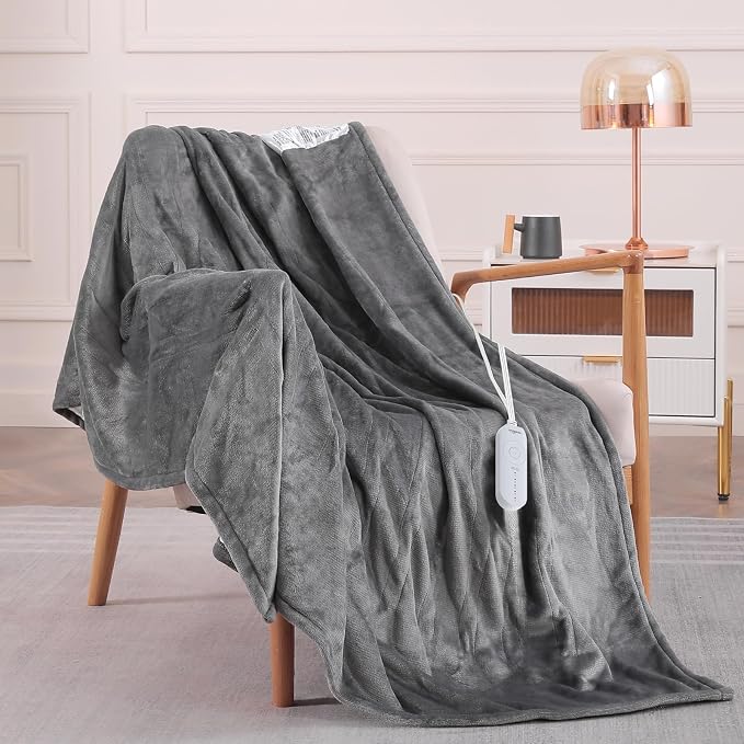 HOMLYNS LuxeHeat Heated Blanket Electric Blanket, Soft Flannel Sherpa Heated - Image 7