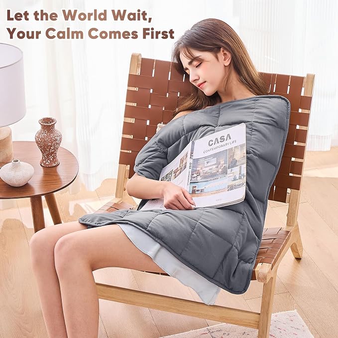 Weighted Lap Blanket for Adults 5lbs, Portable Travel Weighted Blankets - Image 2