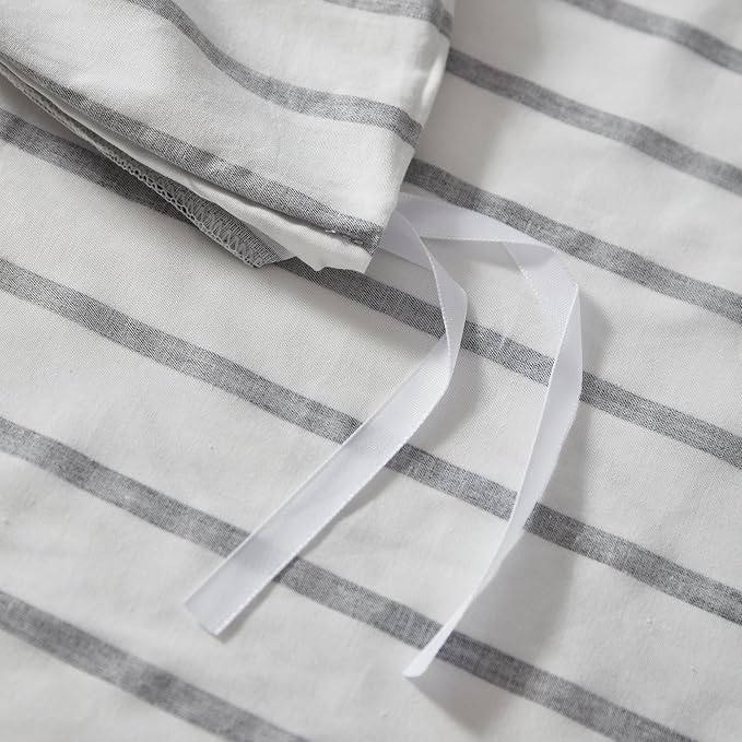 JELLYMONI 100% Natural Cotton 3pcs Striped Duvet Cover Sets, - Image 7