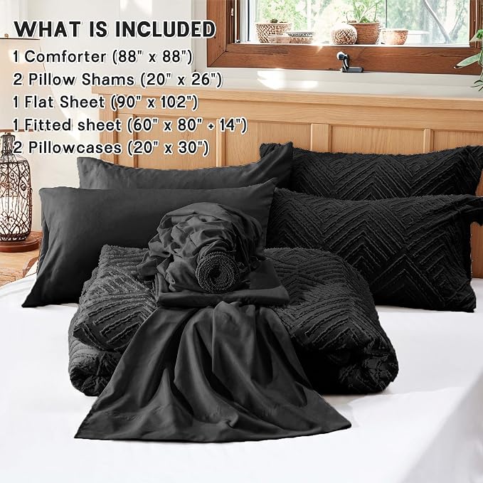 Zzlpp Queen Comforter Set 7 Pieces, All Season Boho Bedding Sets - Image 5