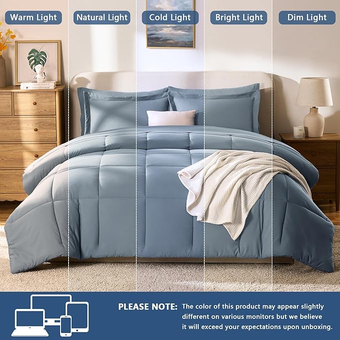 CozyLux Twin XL Comforter Set Grayish Blue - Image 5