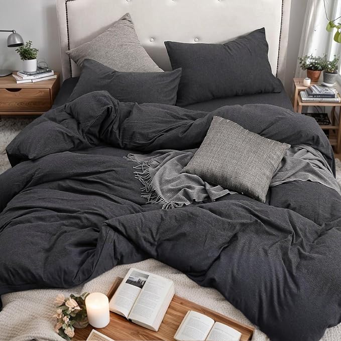 PURE ERA Jersey Knit Duvet Cover Set 100% T-Shirt Cotton Super Soft Comfy 3pc - Image 8