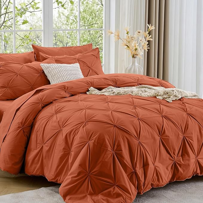 Sasttie King Size Comforter Set, 7-Piece Bed in a Bag, Pintuck Bedding Set by SASTTIE