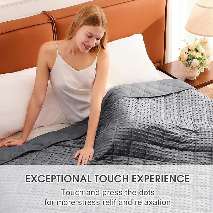 Grey Weighted Blanket for Adults 20lbs, Twin Full Size Cooling Minky Heavy - Image 3