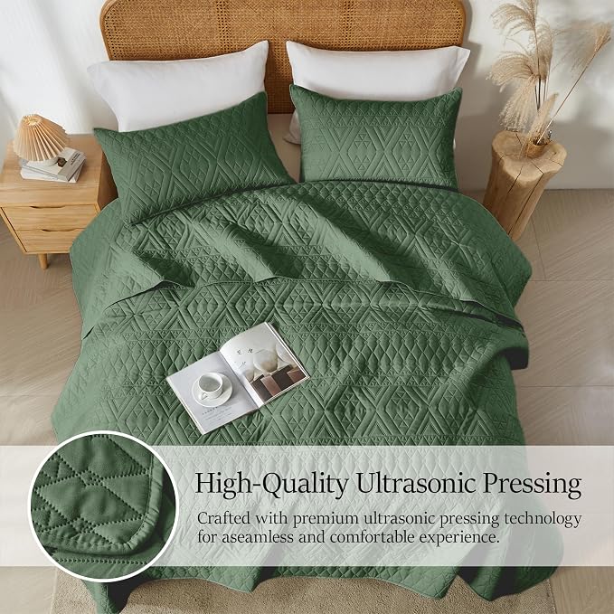 akkialla Twin Size Quilt Bedding Set, Modern Style Geoetric Pattern Coverlet Set - Image 5