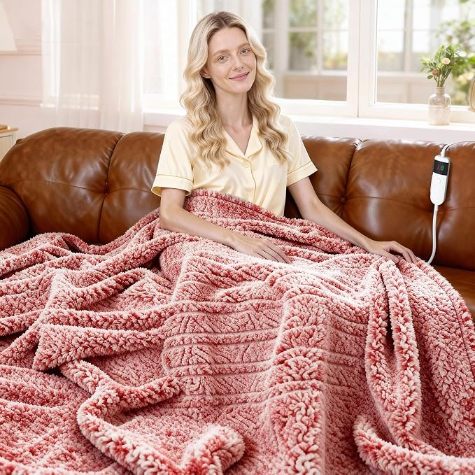 Heated Blanket Heated Throw, Electric Blanket 50"x60" Heating Blanket by PENGZHUTECHNOLOGY