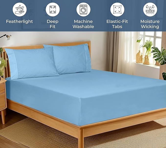 Royale Linens 100% Organic Cotton Fitted Sheet - Image 3