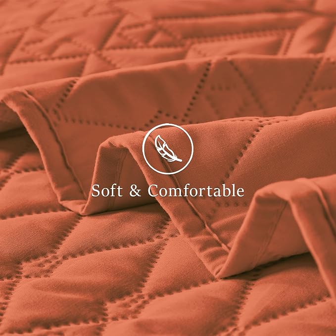 akkialla King/Cal King Size Quilt Bedding Set, Burnt Orange Lightweight - Image 6