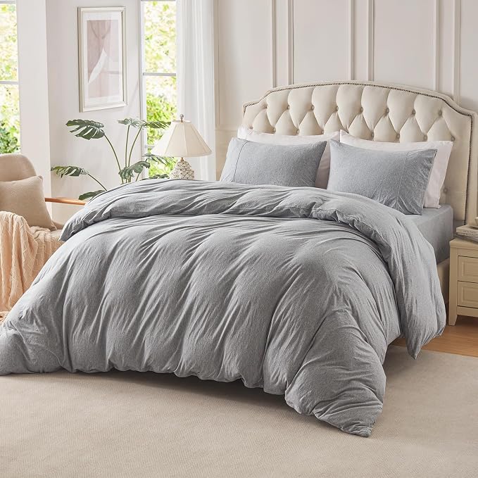 PURE ERA Jersey Knit Duvet Cover Set 100% T-Shirt Cotton Super Soft Comfy 3pc by PUREERA