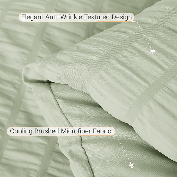 MUXHOMO 7 Pieces Queen Comforter Set, Seersucker Bed in a Bag Queen Size - Image 5
