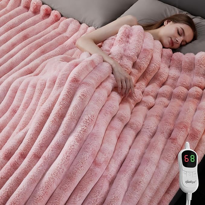 Heated Throw Blanket, Faux Fur Cozy Heating Blanket - Image 6