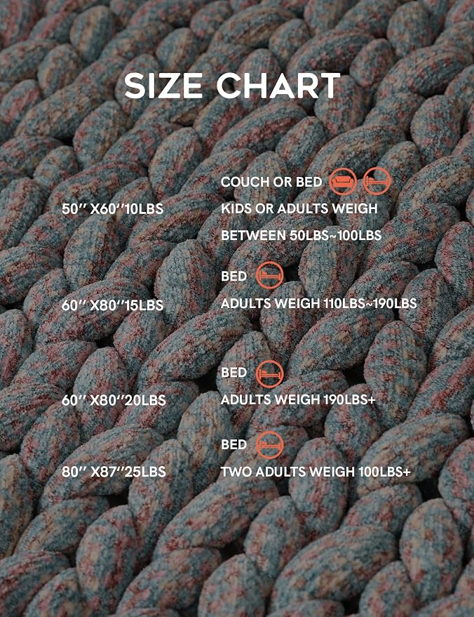 YnM Chenille Weighted Blanket, Handmade Chunky Knitted Design, Soft and Cozy - Image 6