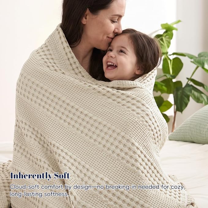 PHF Cooling Waffle Blanket Twin Size, Lightweight 60% Rayon from Bamboo & 40% - Image 6