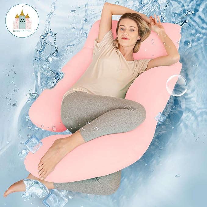 Cute Castle Cooling Cover Pregnancy Pillows, Soft U-Shape Maternity Pillow - Image 2