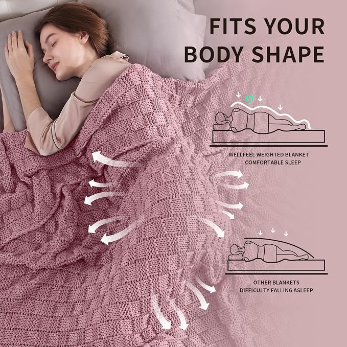 Knitted Weighted Blanket for Adult, No Beads Heavy Blanket 60” x 80'' 15lbs - Image 3