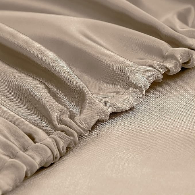 Homiest Taupe Satin Fitted Sheet - Image 4