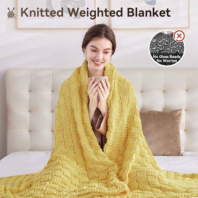 Knitted Weighted Blanket for Adult, No Beads Heavy Blanket 48” x 72'' 12lbs - Image 5