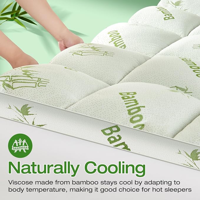 Mattress Topper Queen Size Viscose Derived from Bamboo, Thick Soft Pillow Top - Image 4