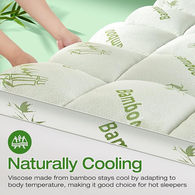 Mattress Topper Twin XL Size Viscose Derived from Bamboo, Thick Soft Pillow Top - Image 4