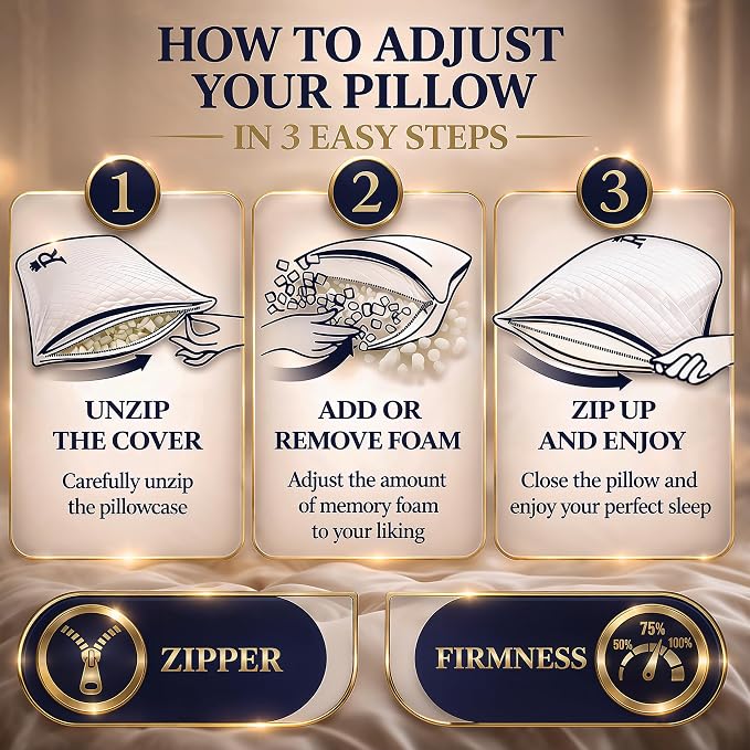 Royal Therapy King Shredded Memory Foam Bed Pillow – Adjustable Memory Foam - Image 6
