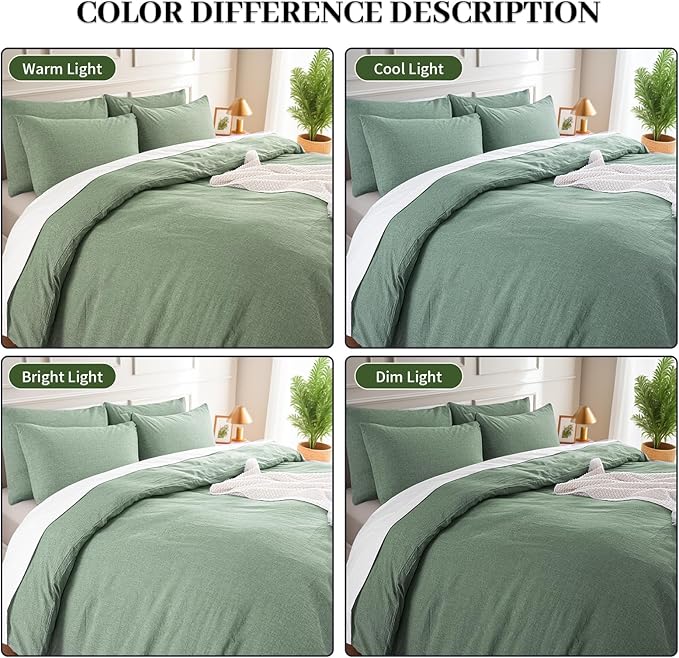 NEXHOME PRO Duvet Cover Full 100% Washed Cotton, Organic Natural Linen Like - Image 4