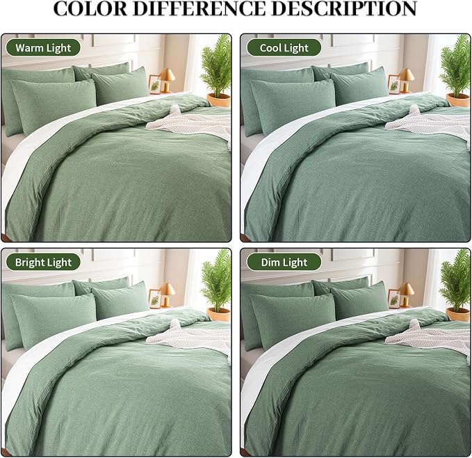 NEXHOME PRO Duvet Cover Queen 100% Washed Cotton, Organic Natural Linen Like - Image 4