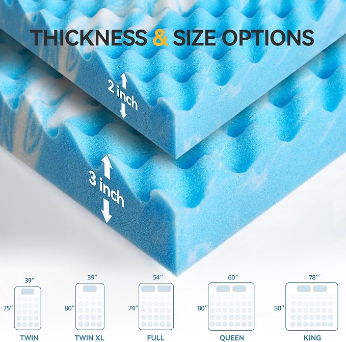 SINWEEK 3 Inch Egg Crate Memory Foam Mattress Topper Full Size, Soft Mattress - Image 9