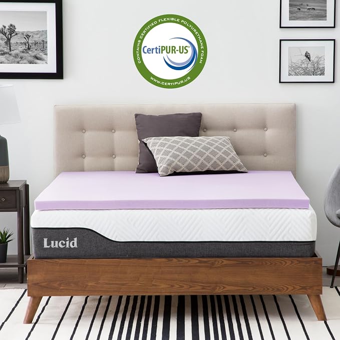 Lucid 2 Inch Lavender Memory Foam Mattress Topper, Twin Size – Essential Oil - Image 5