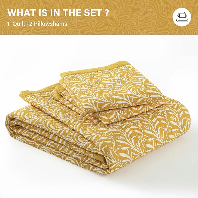 SahSahCasa Quilt Set Queen Size, 100% Cotton Quilt Bedding Set Bedspread - Image 8