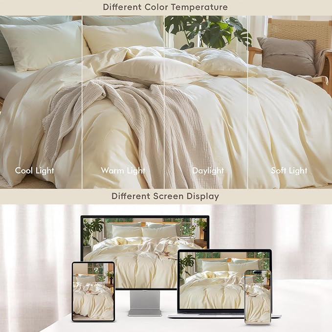 MooMee Bedding Duvet Cover Set 100% Washed Cotton Linen Like Textured - Image 7